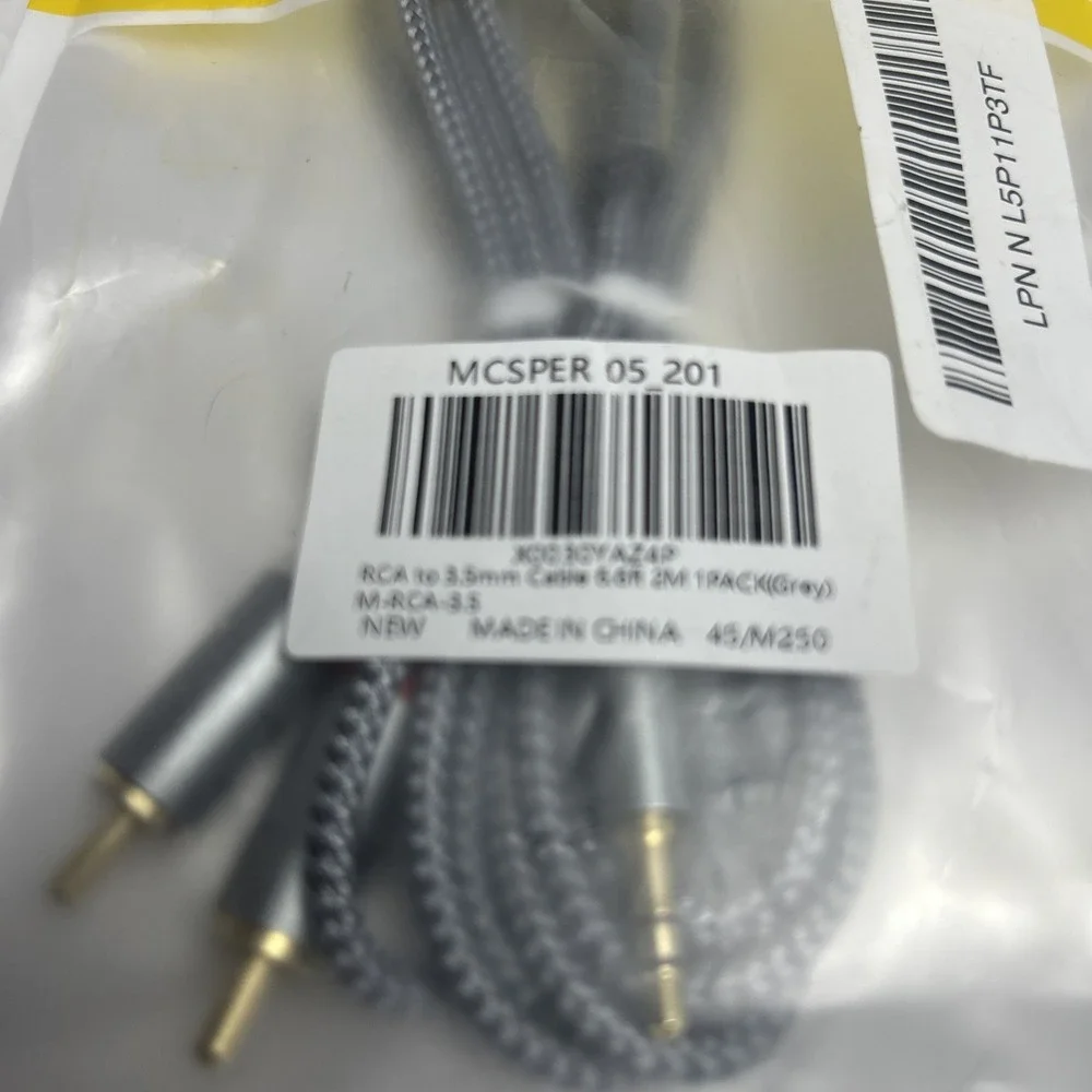 RCA To 3.5mm Audio Cable - 6.6 Ft 1 Pack Gray - Shielded
